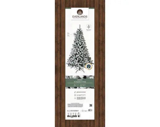 Monarch Snowy Pine Christmas Tree 210cm 7ft with snow effect, festive decor, available at Keans Claremorris.