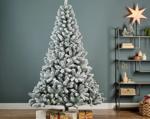Monarch Snowy Pine Christmas Tree 240cm 8ft with snowy branches, festive decoration – available at Keans Claremorris
