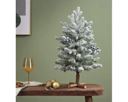 Aspen Mini Tree Snowy Glitter Indoor, Green/White D.38 cm x H.60 cm