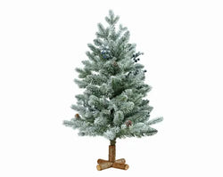 Aspen Mini Tree Snowy Glitter Blue Berries Indoor, Green/White D.45 cm x H.75 cm