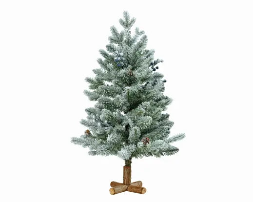 Aspen Mini Tree Snowy Glitter Blue Berries Indoor, Green/White D.45 cm x H.75 cm - Image 1