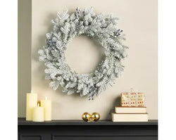 Aspen Wreath Snowy Glitter Indoor, Green/White D.50 cm x H.8 cm