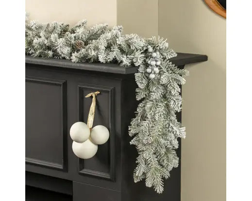 Aspen Garland Snowy Glitter Indoor, Green/White D.25 cm x L.270 cm - Image 2