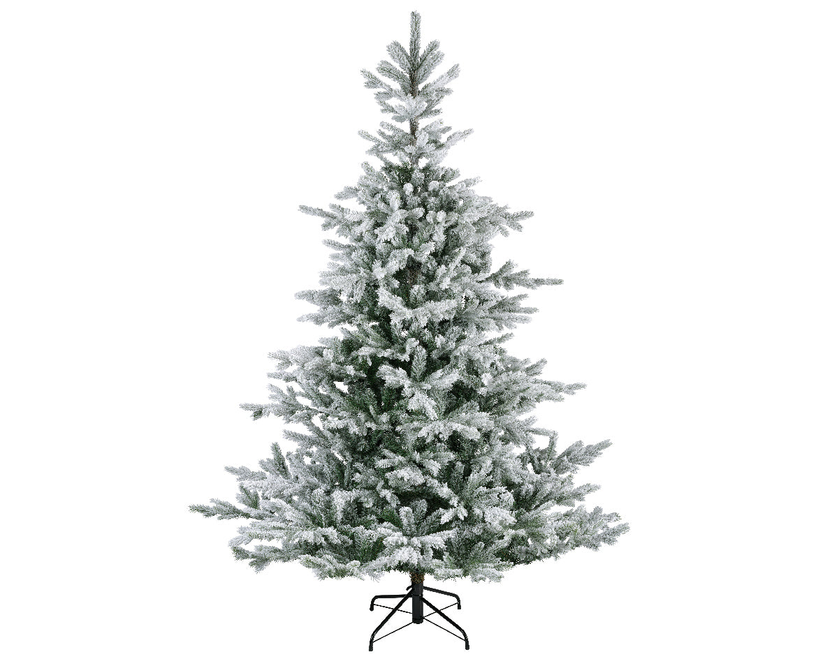 Grandis Fir Snowy Christmas Tree 180cm with frosted branches, 1564 realistic tips, metal stand – Keans Claremorris