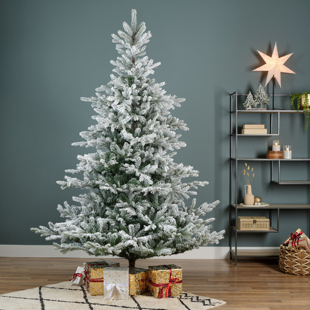 Grandis Fir Snowy Christmas Tree 180cm (6ft) with snowy branches – festive decor from Keans Claremorris