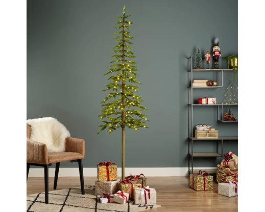 Alpine Fir Prelit 8ft Christmas Tree with warm white lights, perfect holiday decor - Keans Claremorris