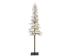Alpine Fir Prelit Snowy Tree 8ft with 250 warm white LEDs, snowy green branches, indoor use – Keans Claremorris