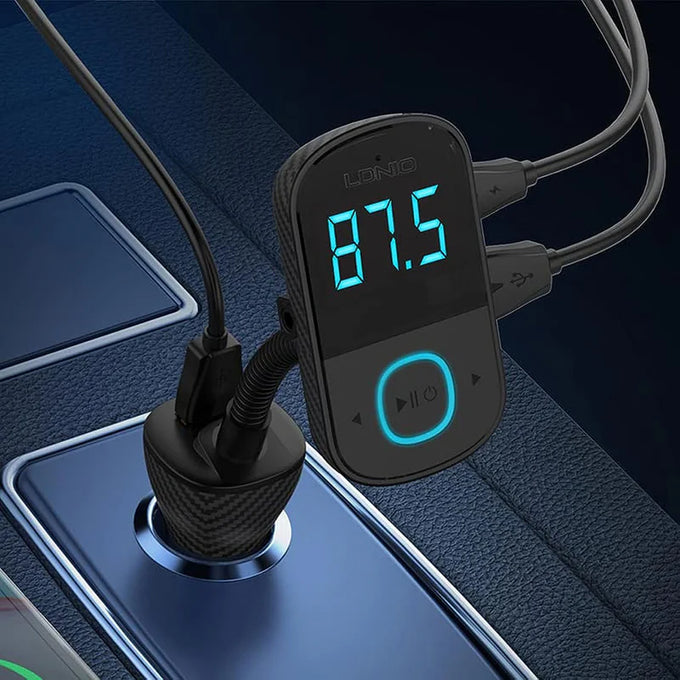 LDNIO 25W Bluetooth FM Transmitter for 12V-24V vehicles, fast charging, easy to use – available at Keans Claremorris.