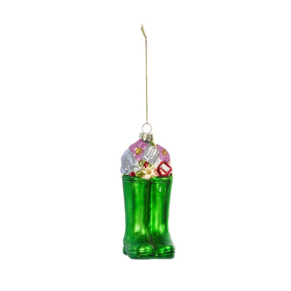 Wellies Glass Hanging Christmas Decoration