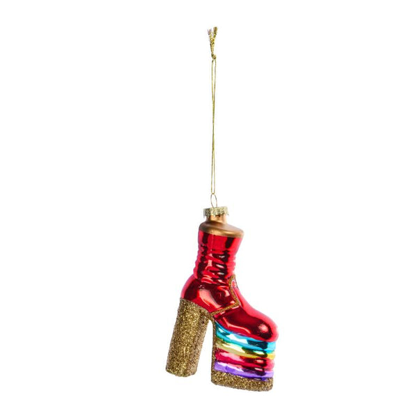 Glitter Boot Glass Hanging Christmas Decoration