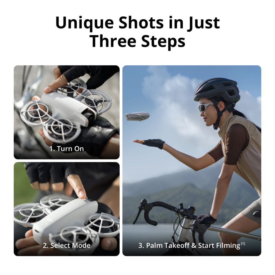 DJI Neo Fly More Combo Kit Compact Drone with accessories, lightweight design – available at Keans Claremorris.