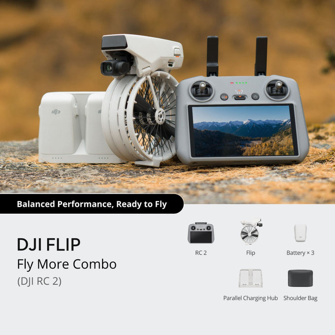 DJI Flip Fly More Combo Drone with DJI RC 2 controller, advanced features, available at Keans Claremorris.