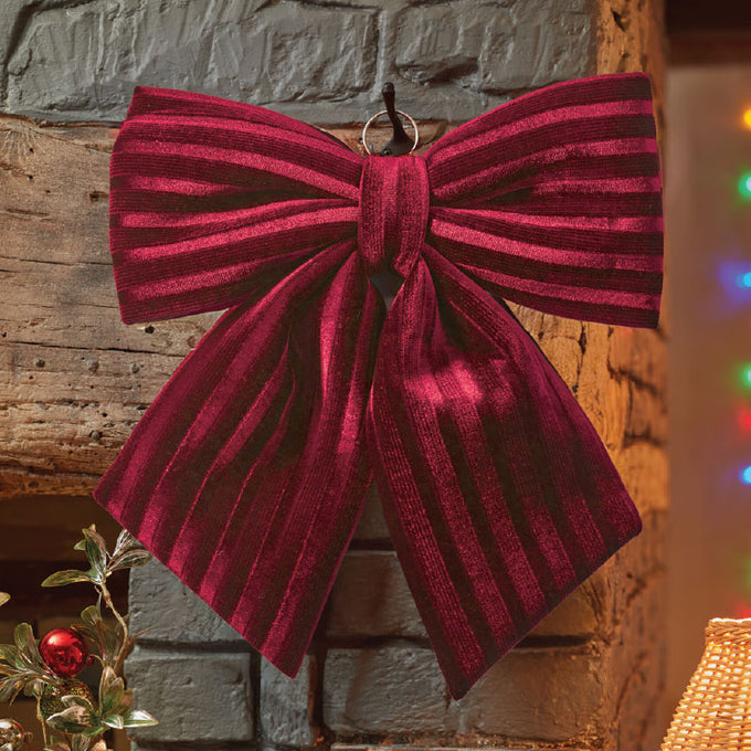 22cm Luxury Velvet Bow - Burgundy - Image 1