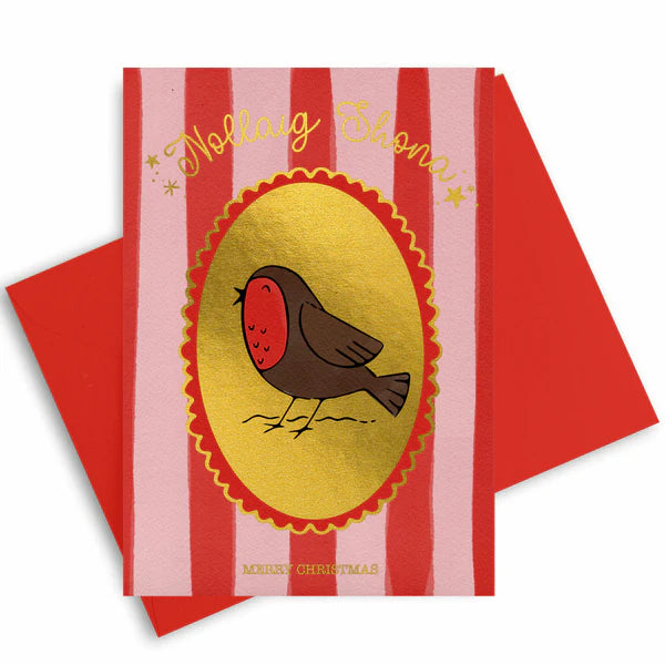 Christmas Robin Card (Gold Foil)