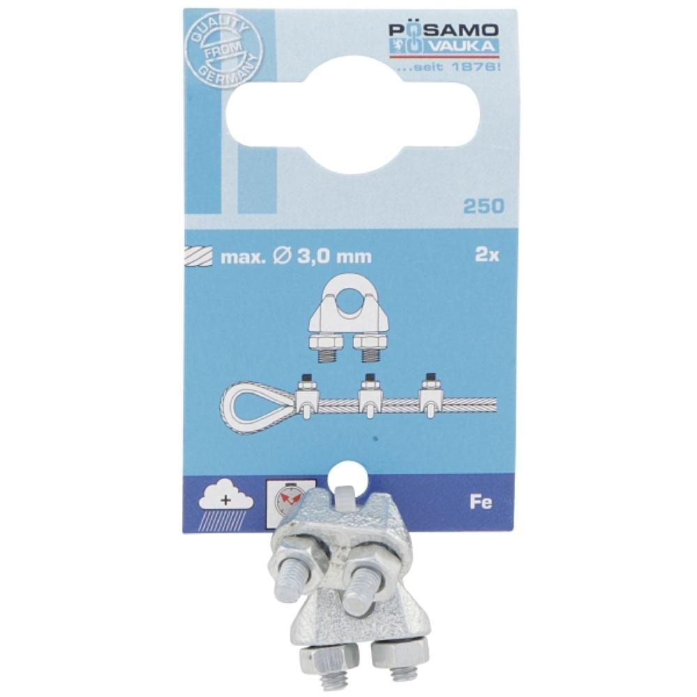 Posamo 8mm zinc plated wire rope clips (2 pack) with U-bolt for securing wire rope loops – Keans Claremorris.