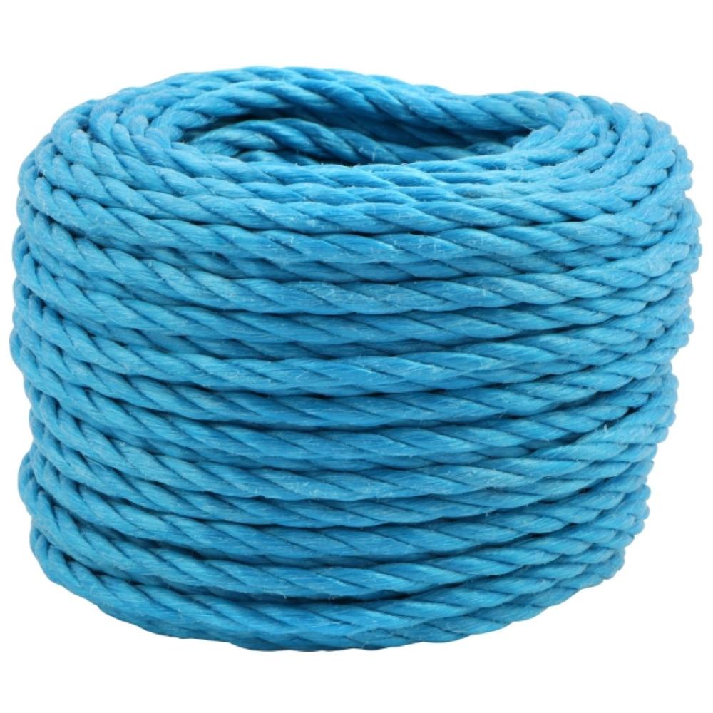 Posamo 12mm blue polypropylene rope, 3-strand twisted, 15m bundle, durable synthetic fiber – Keans Claremorris.