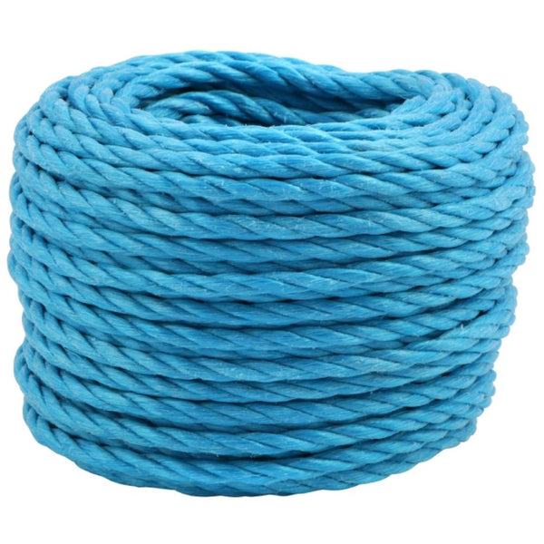 Posamo 12mm blue polypropylene rope, 3-strand twisted, 15m bundle, durable synthetic fiber – Keans Claremorris.