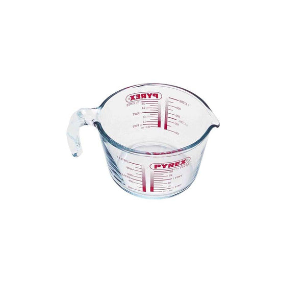 Pyrex 1L glass measuring jug, oven and freezer safe, thermal shock resistant, non-porous, available at Keans Claremorris.