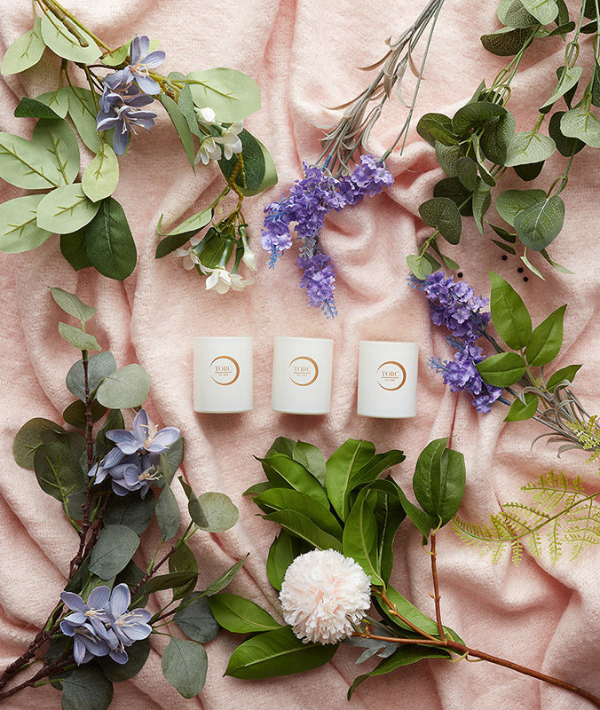 TORC Pink Votive Candle Gift Set with three scented candles, elegant packaging, available at Keans Claremorris.