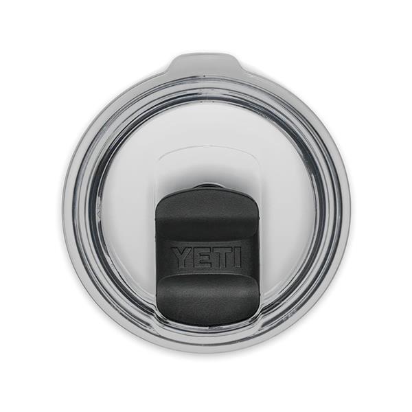 Clear round lid with black YETI logo slider for Rambler 20oz Tumbler Seafoam