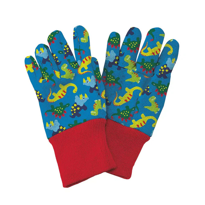 Kent & Stowe Blue Dinosaur Kids Gardening Gloves - Image 1