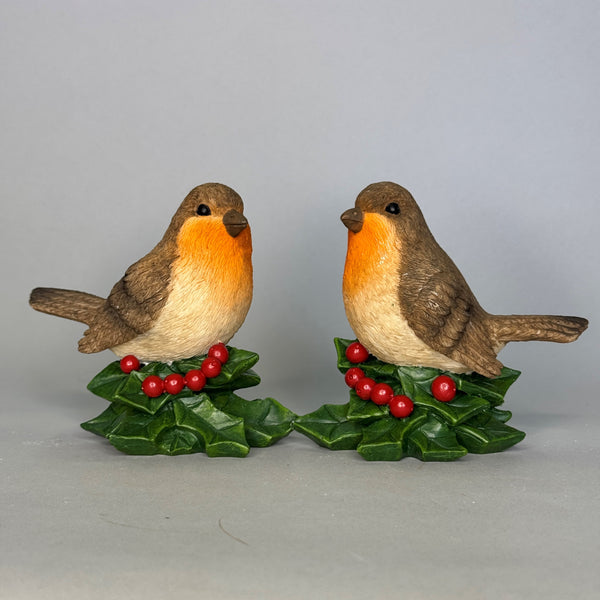 Christmas Robins on Holly – 10 cm