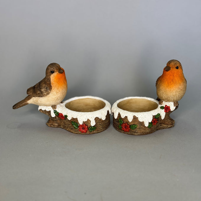 Christmas Robins with T-Light Holder – 2 Assorted – 8 cm - Image 1