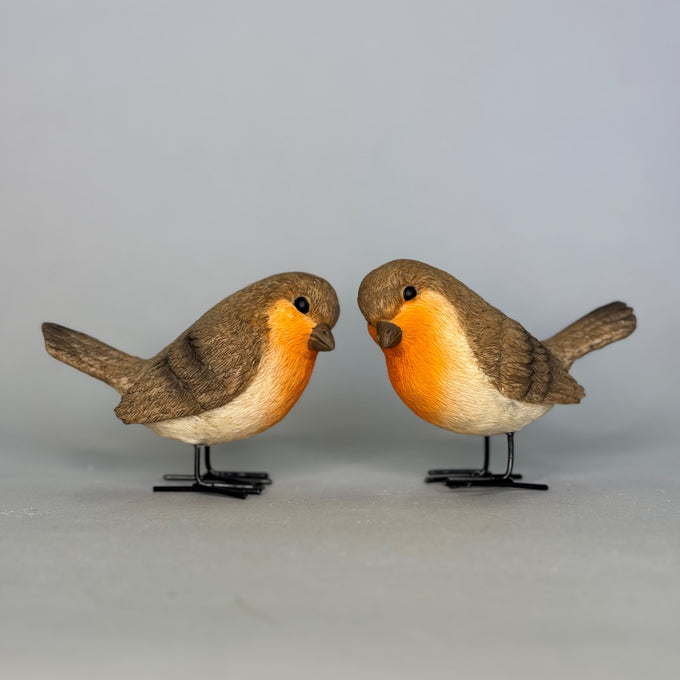 Standing Christmas Robins with Metal Feet – 2 Assorted – 7.5 cm - Image 1