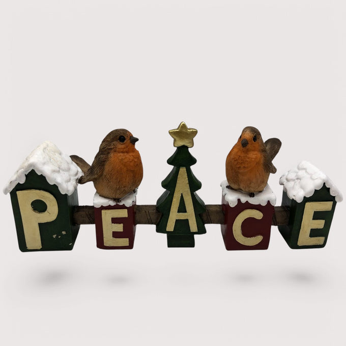 Robins on Peace sign 20x5.5x8cm - Image 1