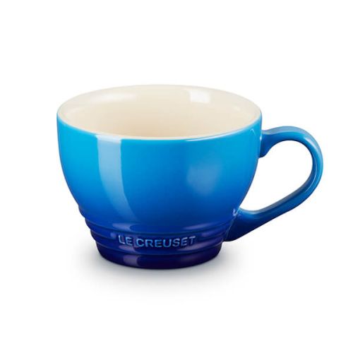 Le Creuset Stoneware Grand Mug 400ml in Azure, durable, scratch-resistant, dishwasher safe – available at Keans Claremorris.