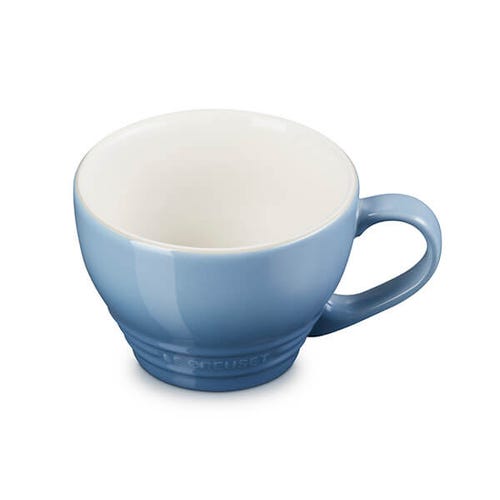 Le Creuset Stoneware Grand Mug 400ml in Chambray blue, durable and stylish, available at Keans Claremorris.