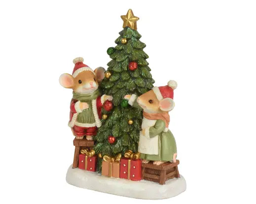 Christmas Mice with Tree and Gift Boxes 22cm - Image 1