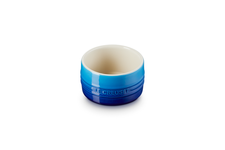 Le Creuset Stackable Ramekin in Azure blue, durable stoneware, perfect for baking and serving | Keans Claremorris