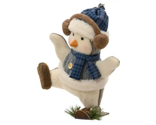 Penguin with Hat & Earphones Decoration – White & Blue 33cm - Image 1