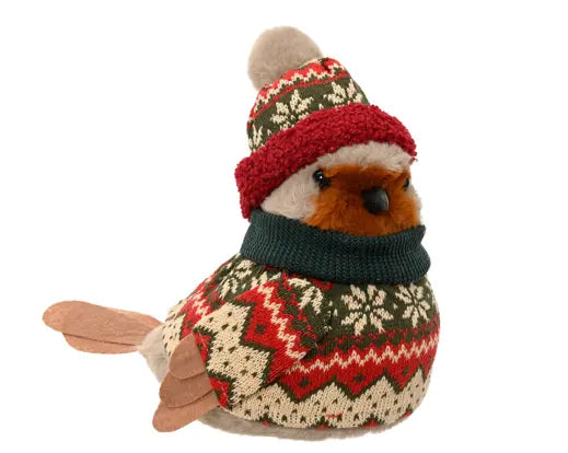 Festive Sitting Bird Decoration with Hat 25cm - Image 1