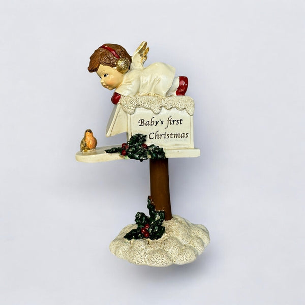 Baby’s First Christmas Angel on Post Box – 13 cm