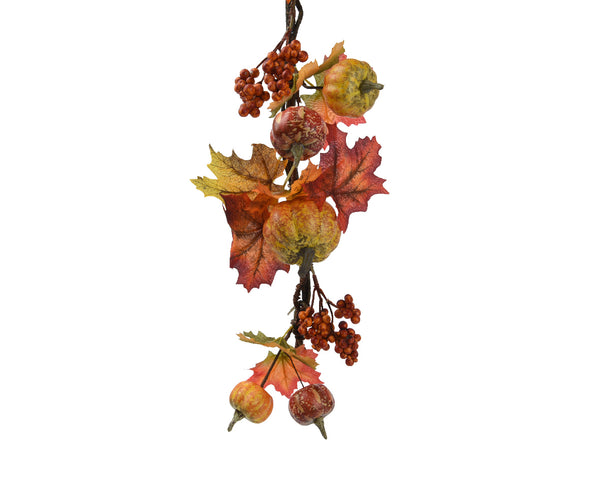 Orange Leaf and Pumpkin Garland 120cm, autumn decor, festive fall garland by Keans Claremorris