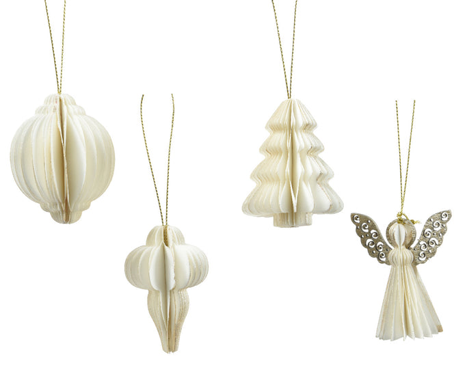 White folding paper decoration with gold brush edge, magnet closure, FSC Mix 100% eco-friendly, 6cm size – Keans Claremorris