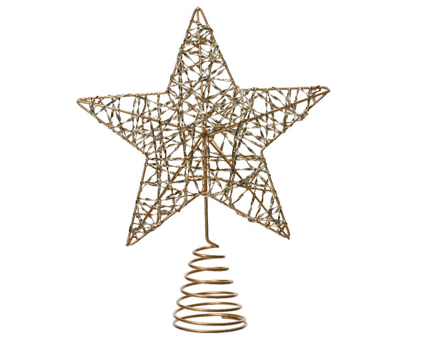 Gold iron treetopper 23cm high, 20cm wide, decorative holiday tree topper from Keans Claremorris.