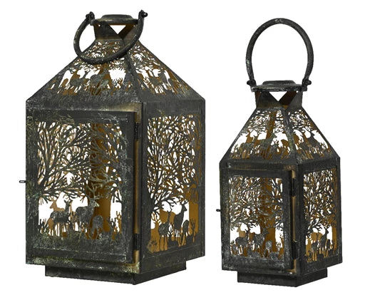 Lantern Iron Square Antique Green 2 Sizes Sold Singly - Image 1