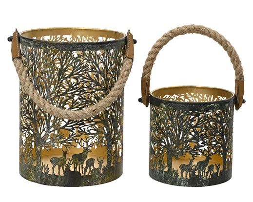 Tealight Holder – Iron Round Antique Green (Handmade) two sizes