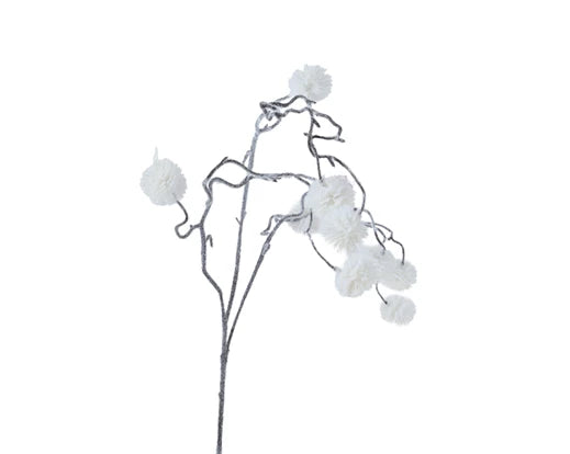 Flocked Cotton Ball Spray – White h69cm