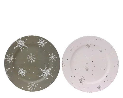 Deco Plate – Round Snowflake Pattern (2 Assorted) 33cm