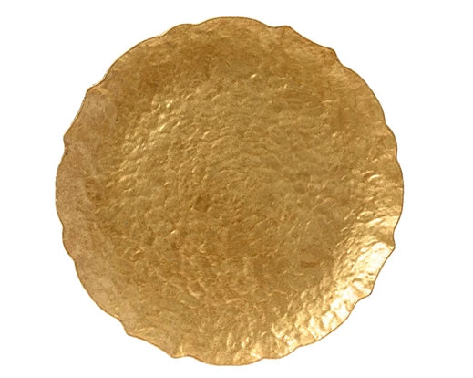 Gold Round Decorative Plate – Hammered Metal Look  d33cm - Image 2