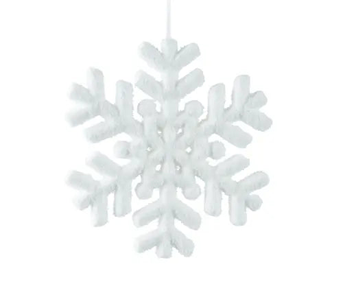 Glitter Snowflake Hanging Decoration – White 20cm - Image 1