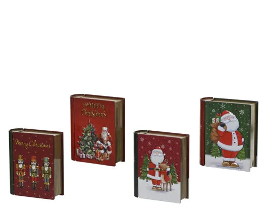 Christmas Book Storage Tin 4Ass Multi L.11.8cm x W.10cm x H.3.8cm - Image 1
