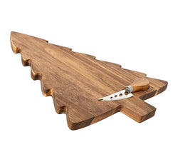 Wood Cutting Board with Tree Design & Cheese Knife