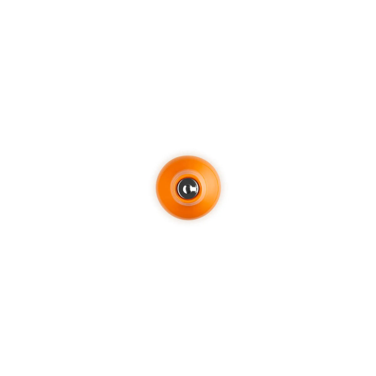 Top view of Le Creuset Volcanic 600ml oil cruet with orange lid and stainless steel spout