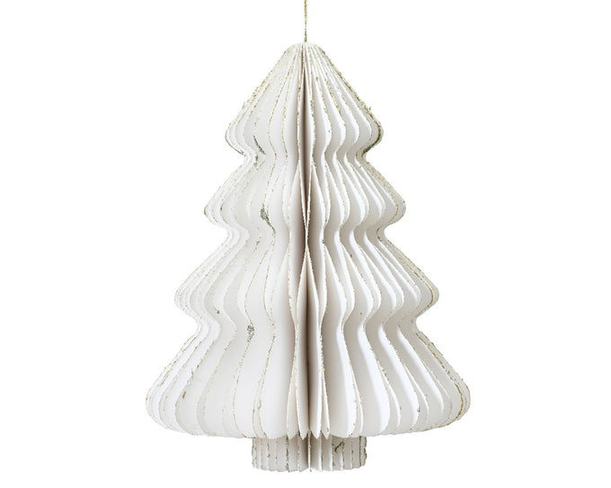 White Paper Tree 40cm with champagne edge, magnetic closure, FSC® paper, eco-friendly festive décor – Keans Claremorris