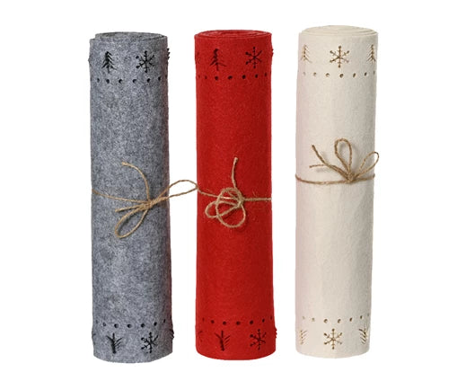 Felt Table Runner with Snowflake & Tree Cut-Out (3 Assorted)